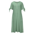 thumbnail image 6 of Plus Size Dresses for Women Casual,Summer Maxi Dresses for Women 2025, Boho Short Sleeve Button V Neck Hollow Cold Shoulder Maxi Dress,Casual Solid Color Smocked Long Cocktail Dresses, 6 of 6