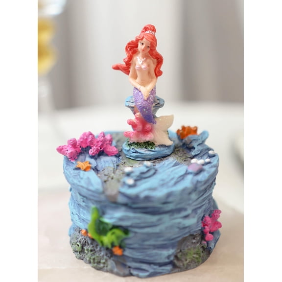 Mermaid Mergirl Ariel Sitting On Rock By Corals Mini Decorative Box Figurine