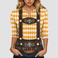 thumbnail image 2 of Dakiuu Womens 3/4 Sleeve Plaid Double Breasted Faux Suspender Top Relaxed Oktoberfest Bavarian Fair Blouse Casual Shirt for Beer Fest Weekend Gathering Outfit, 2 of 3