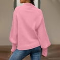thumbnail image 5 of Stichou Sweaters for Women Long Sleeve Fall Winter Trendy Cable Knit Casual Turtleneck Crew Neck Pullover Sweater Tops Pink M, 5 of 5