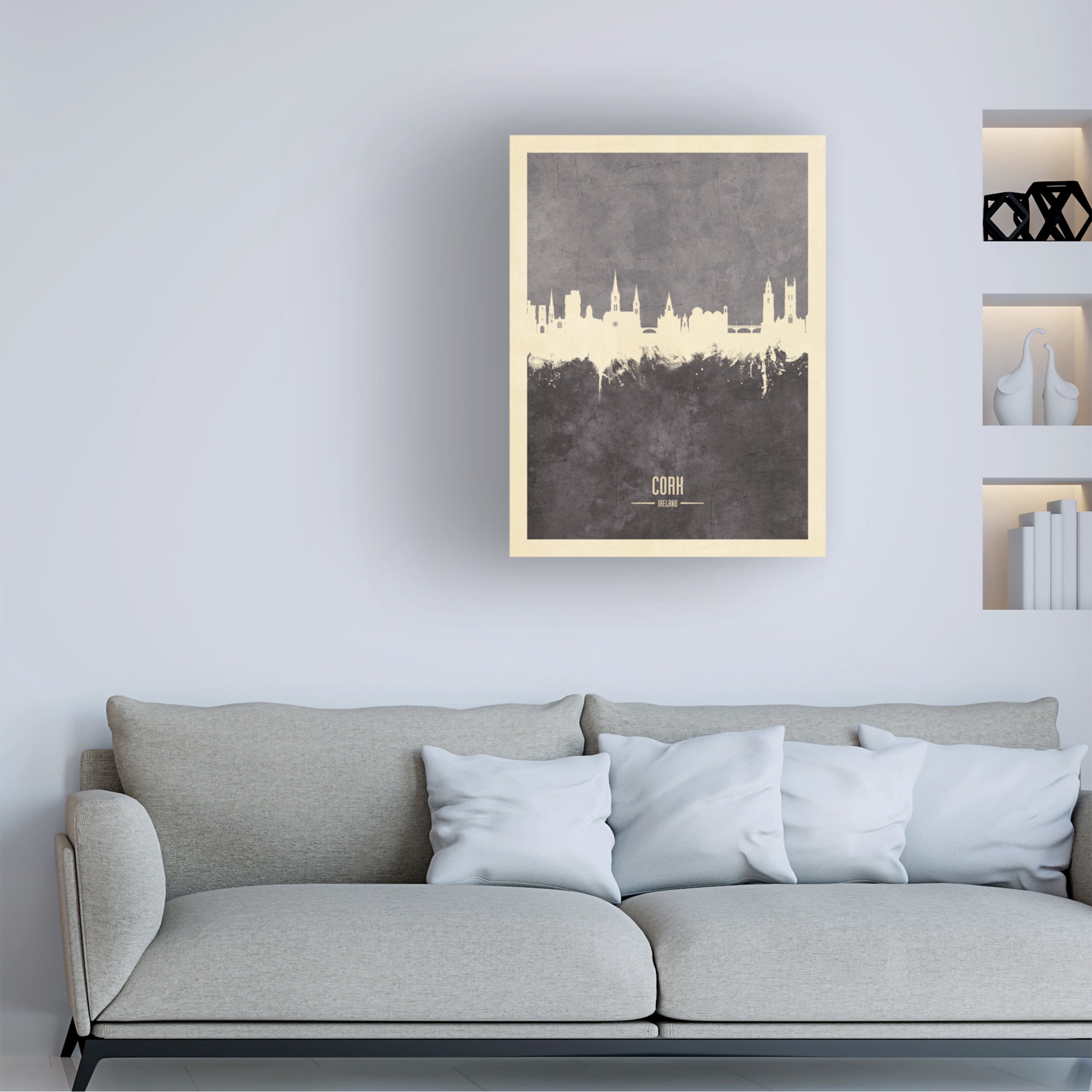 Michael Tompsett 'Cork Ireland Skyline Gray' Canvas Art