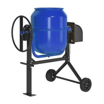 TABU Electric Cement Mixer,6.0 Cu ft Freestanding Concrete Mixer with Wheels for Stucco/Seeds(Blue)