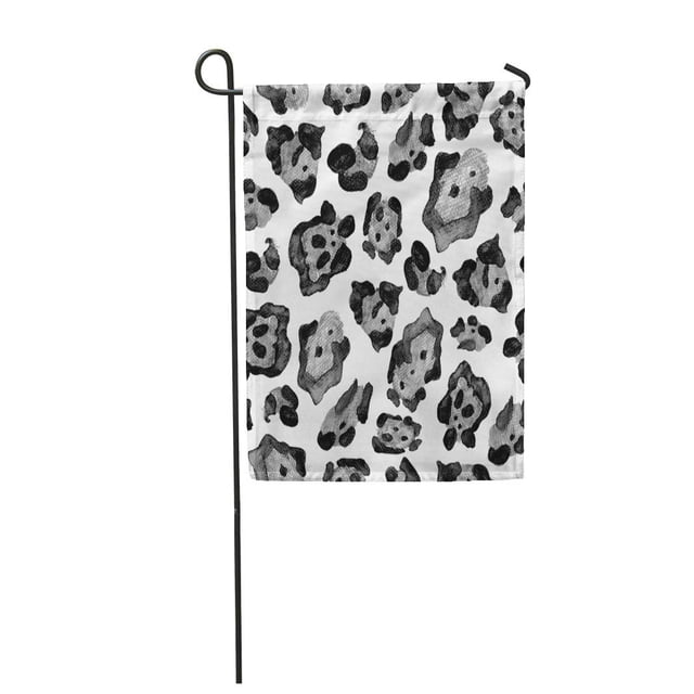 POGLIP Monochrome Watercolor Leopard Allover Skin Pattern Wild Cat Watercolour Garden Flag Decorative Flag House Banner 28x40 inch