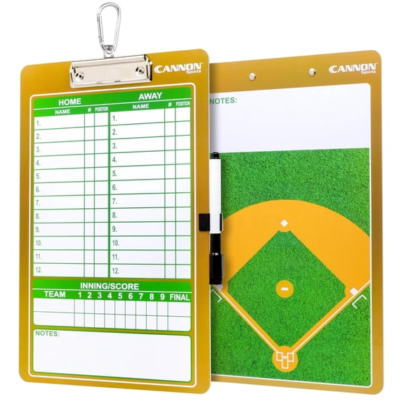 Cannon Sports Dry Erase Coaches Board with Marker - Double-Sided Dry Erase Coaching Board for Baseball, Basketball, Football, Soccer, and Hockey - Perfect for Practices and Games (Baseball)
