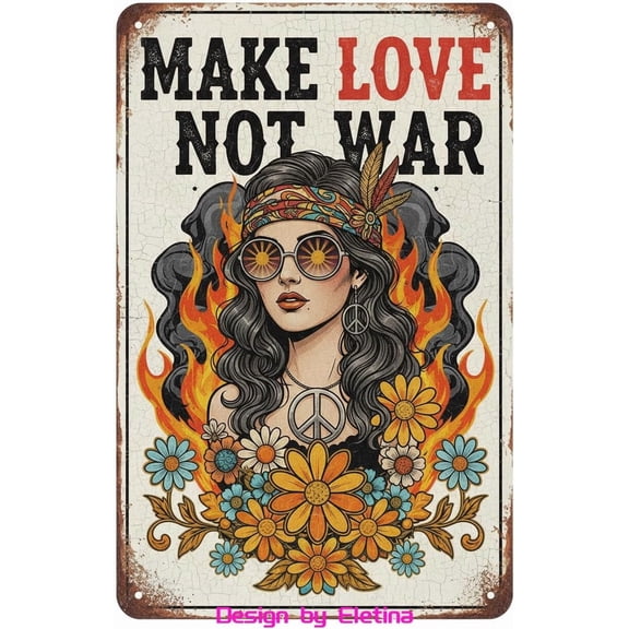Retro Metal Tin Sign Make Love Not War Posteration Home Bar Club Coffee Shop 8" X 12" Home Club bar Wall Art Decor Tin Sign