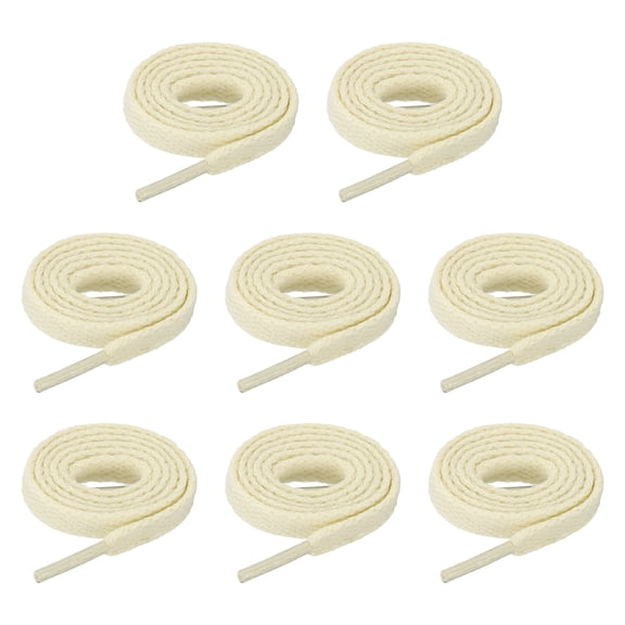 Uxcell 4 Pairs Flat Shoe Laces 5/16" x 20" Polyester Shoestring Flat Elastic Shoelaces for Sneakers Skate Shoes Boots, Beige