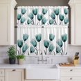 thumbnail image 2 of Teal Tulip Curtain Valances Set X-ray Flower Transparent Floral Plant Kitchen Curtains 36&nbsp;inch Length Rod Pocket Valance and Tiers 3 Piece Set Small Bedroom Bathroom Laundry Decor, 2 of 9