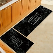 Comfortable Nordic Style Marble Printing Pattern Nonslip Floor Mat for Kitchen Dining Room Black marble 50*80cm