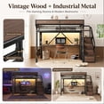 thumbnail image 3 of Bellemave Full Size Loft Bed with Desk, Stairs and Wardrobe, Metal Gaming Loft Beds with Beside Shelf & Pegboard and LED Light, Heavy Duty High Loft Bed with USB Ports, No Box Spring Required, Black, 3 of 9