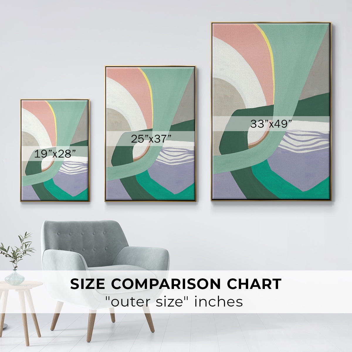 Merge Left Framed Premium Gallery Wrapped Canvas - Ready to Hang - 17 x 25 - Gold Floating Frame