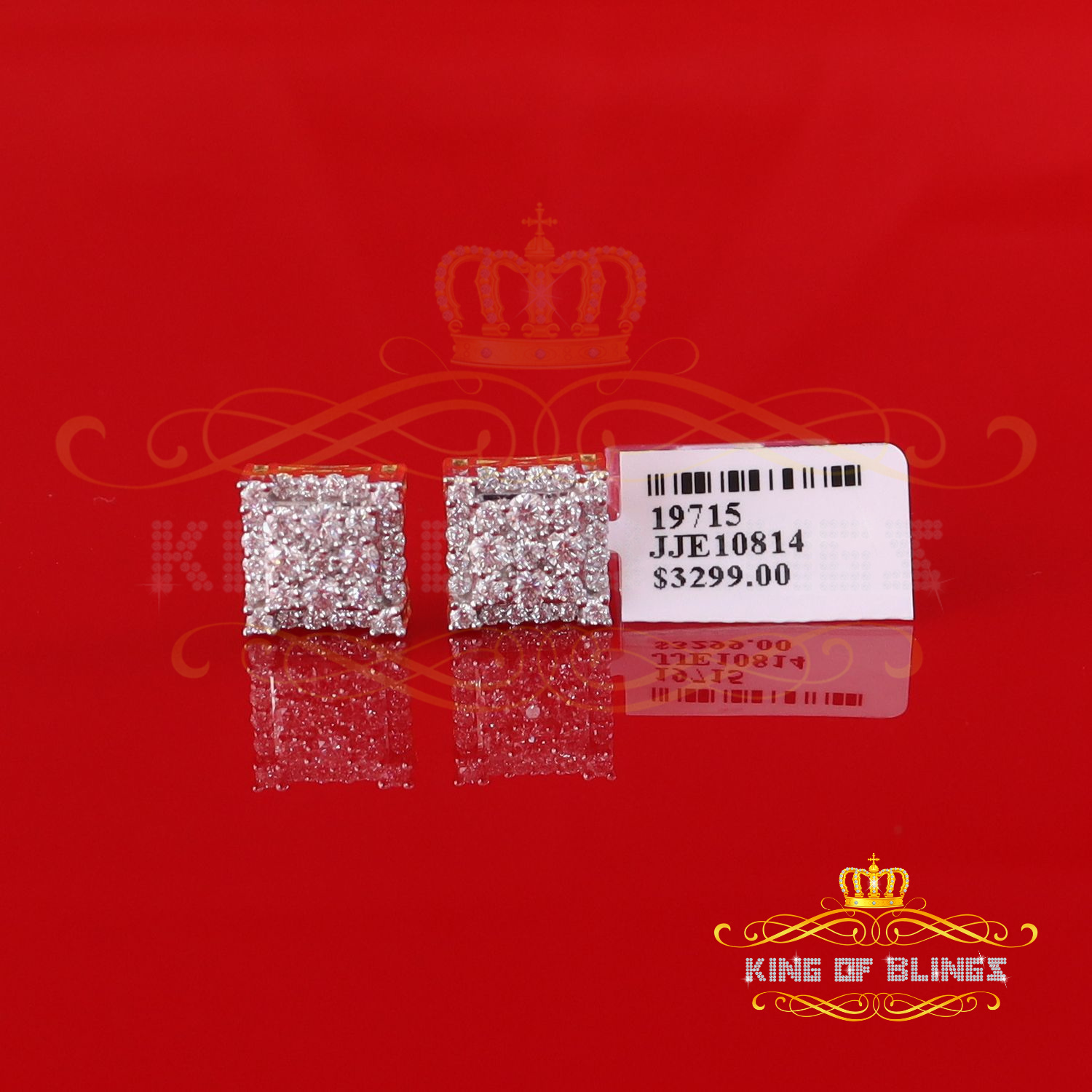 Stud Square D Color Genuine Moissanite Earrings 1.75 ct. t.w., 10k, Yellow Gold