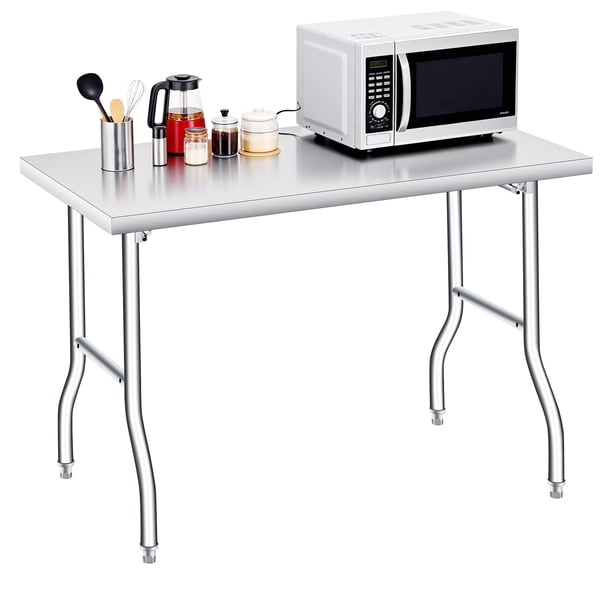 Yeshouse Mesa de preparación plegable de acero inoxidable, alta resistencia con capacidad de 1100 lb, portátil y sin ensamblaje, ideal para cocina, lavandería y restaurante