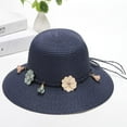 thumbnail image 2 of LinYooLi Flower Sun Hat for Women Straw Hat Summer UV Protection Beach Cap Packable Wide Brim Travel Bucket Hat, 2 of 4