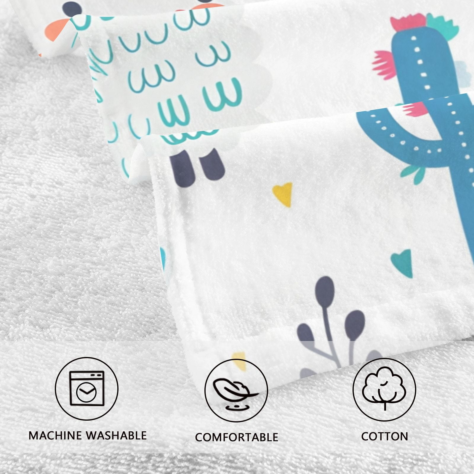 Sheeps Cactus Hand Towels Cotton Bath Towels Large Face Towels Absorbent for Bathroom 2 Packs