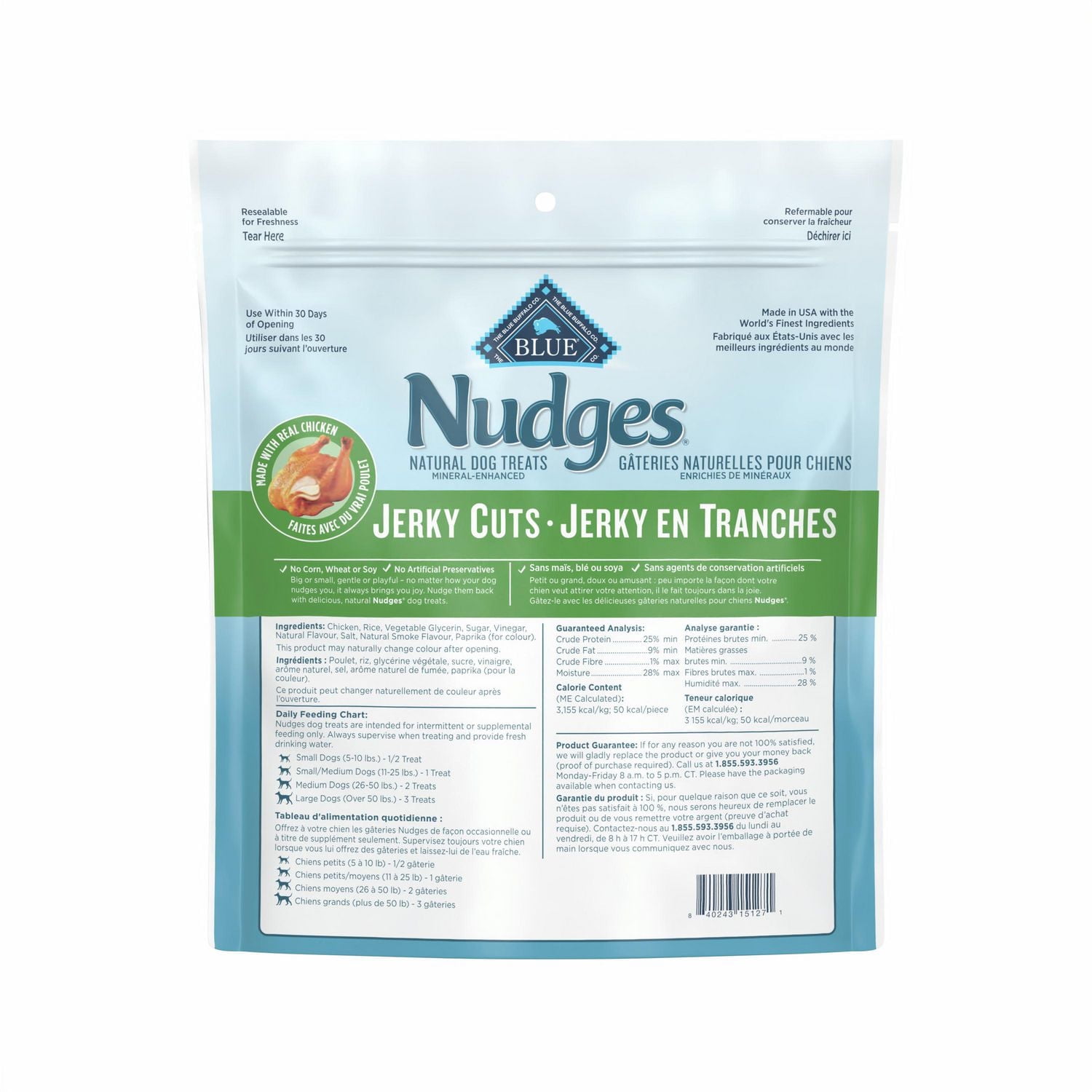 Blue Buffalo Nudges Jerky Cuts Natural Dog Treats, Chicken, BLUE Nudges Jerky Dog Chicken 283g