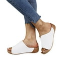 thumbnail image 4 of Nrmvnmi Women's Slippers Open Toe Plus-Size Platform Wedge with A Line Wearing Beach Slippers Summer Comfortable Shoe White Mothers Day Gifts, 4 of 9