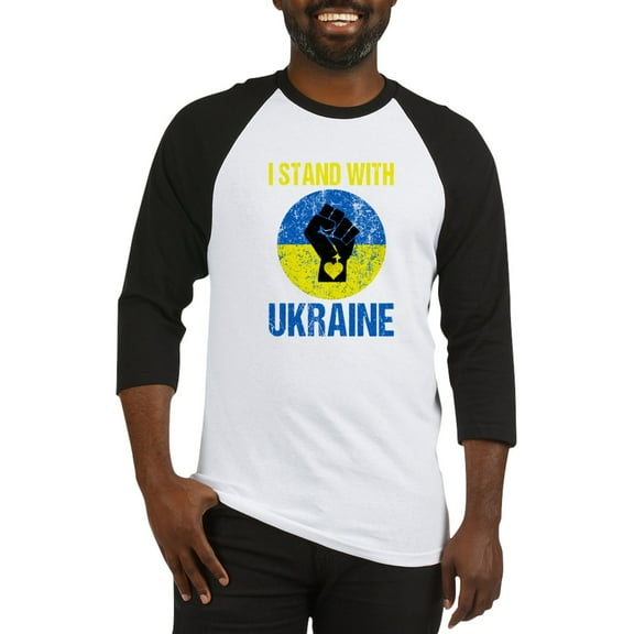 CafePress - Support Ukraine I Stand With Ukr Baseball Jersey - Cotton Baseball Jersey, 3/4 Raglan Sleeve Shirt