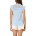 thumbnail image 3 of Allegra K Women's Ruffle Neck Keyhole Back Butterfly Sleeveless Bow Tie Blouse, 3 of 6