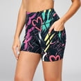 thumbnail image 2 of VNKIDY Womens High Waist Yoga Shorts With Fashion Casual Print Side Pockets Stretch For Workout Running Beach Casual Summer Outings Cozy Shorts, 2 of 5