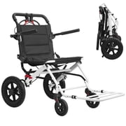 20 Inches Portable Folding Transport Wheelchair, Ultra-Light Wheelchair (Only 14lbs) with Telescopic Handle & 12 Inches Rear Wheels, Wheelchairs for Adults and Seniors, Support 120kg