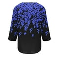 thumbnail image 5 of ALLLIST Going Out Tops for Women Floral Blue Notch Neck 3/4 Sleeve Printed Loose T-Shirts Button Women Blouses, 5 of 5