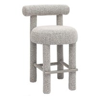 Pemberly Row Contemporary Black & White Boucle Counter Stool