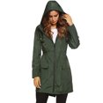 thumbnail image 2 of Baqcunre Women's Hooded Waterproof Mid-Length Solid Color Raincoat With Sun Protection Sports & Outdoors Rain Jacket Women Long Coat Women,Womens Winter Coats Army Green L, 2 of 8