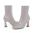 thumbnail image 4 of YOWMNS Women's Closed Square Toe Stiletto High Heel Fall Ankle Boots with Side Zipper Elegantes Fashion Dress booties(Grey, 7), 4 of 5