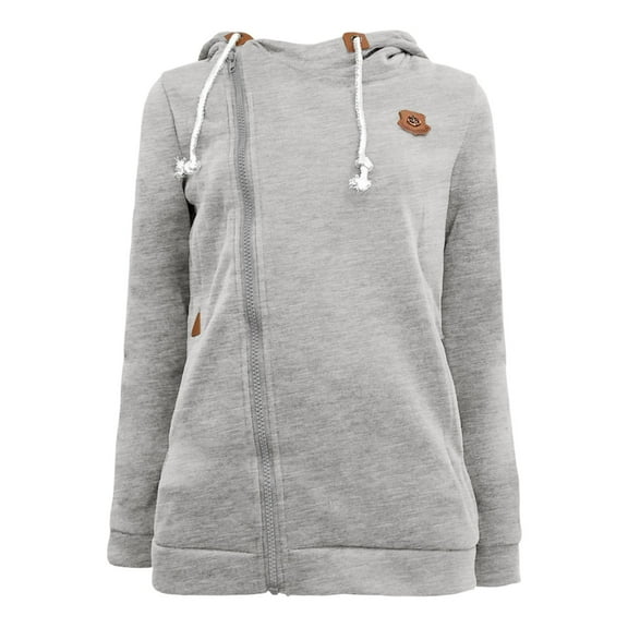 WENWU Womens Sweatshirt Hoodies Long Sleeve Womens Hoodie Zip Up Oversized Hoodie for Women Grey Jacket Trendy Fall Outfits for Women Teens Clothes