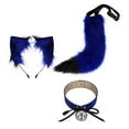 thumbnail image 4 of Orejas y cola de animales Jinwen oreja de gato y cola larga para niños y adultos aro de pelo con orejas de felpa Azul negro, 4 of 8