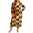 thumbnail image 2 of Snorda Halloween Plus Size Dresses for Women Graphic Print Dress Crew Neck Long Sleeve Loose Casual Dresses Fall Winter Dress for Loungewear Holiday Festival Wear, 2 of 7