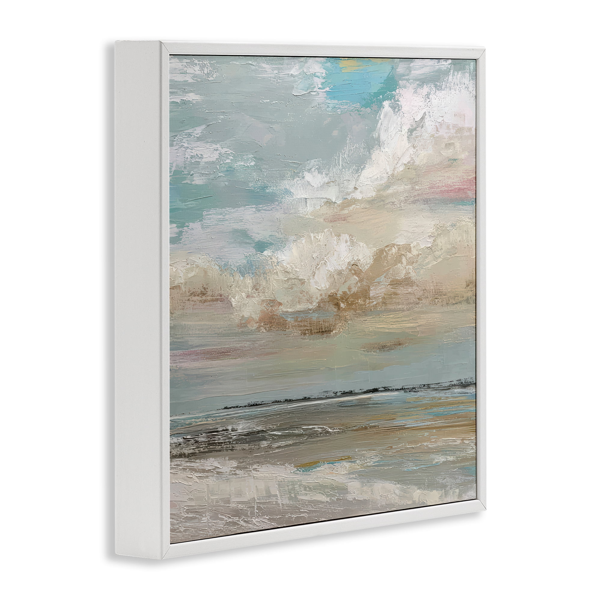 Stupell Industries Cloudy Beach Brushstrokes White Framed Giclee Art, design by Kim Curinga