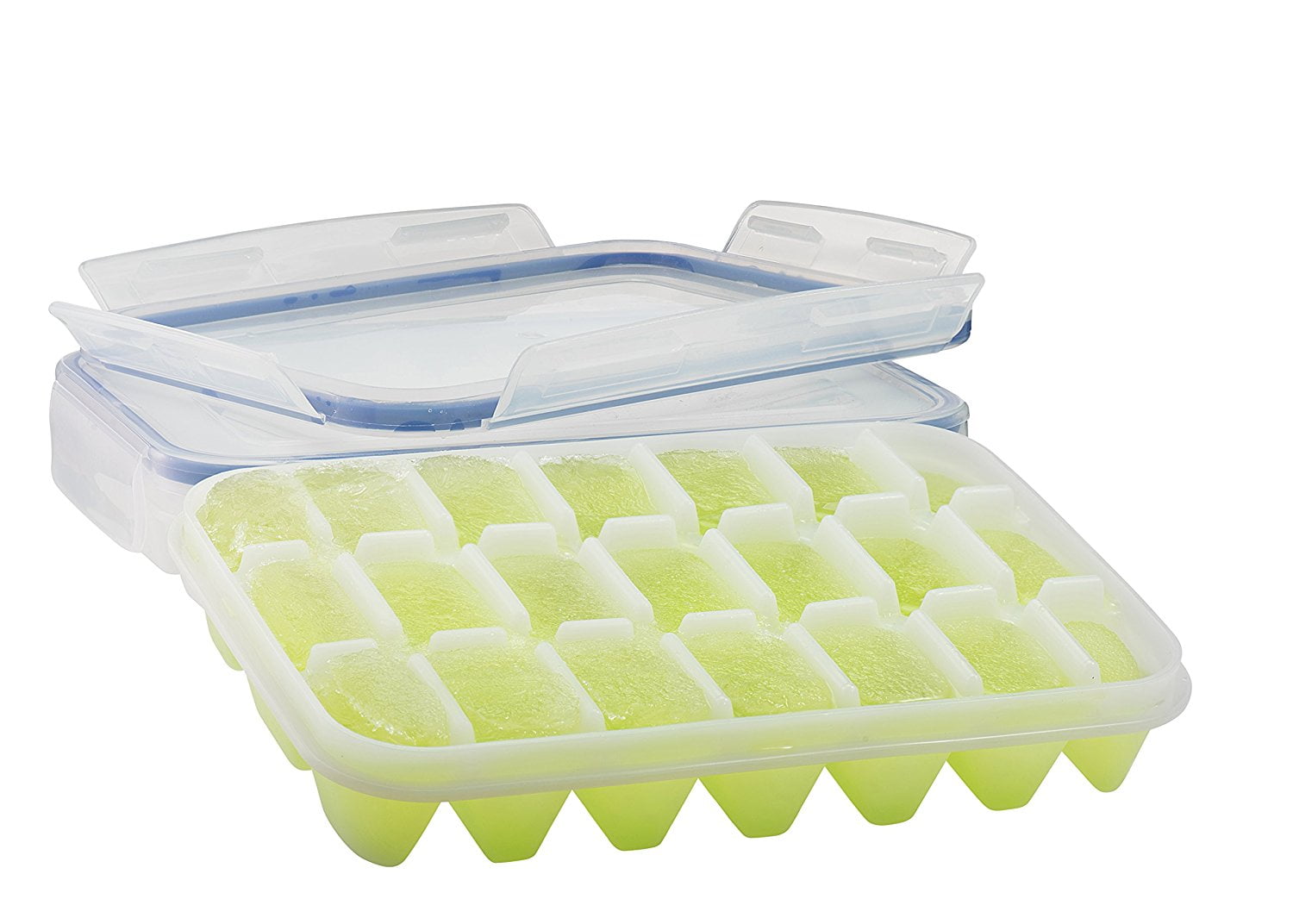 Komax Ice Cube Tray with Nospill Cover (Set of 2) Airtight Lid Bpa