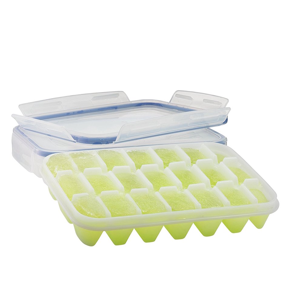 Komax Ice Cube Tray with Nospill Cover (Set of 2) Airtight Lid Bpa