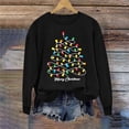 thumbnail image 6 of Juebong Holiday Funny Graphic Tops for Women Family Christmas Tree Santa Lights Print Pullover Crewneck Long Sleeve Shirts Lightweight Matching Sweatshirt, 6 of 6
