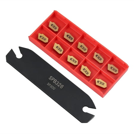 

Docooler Lathe Turning Tools SPB326 26mm Parting Grooving Cut-Off Tool with 10Pcs GTN-3 SP300 Cut-Off Carbide Inserts