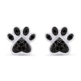 thumbnail image 5 of AFFY Black Diamond Accent Paw Print Womens Stud Earrings 14k White Gold Over 925, 5 of 6