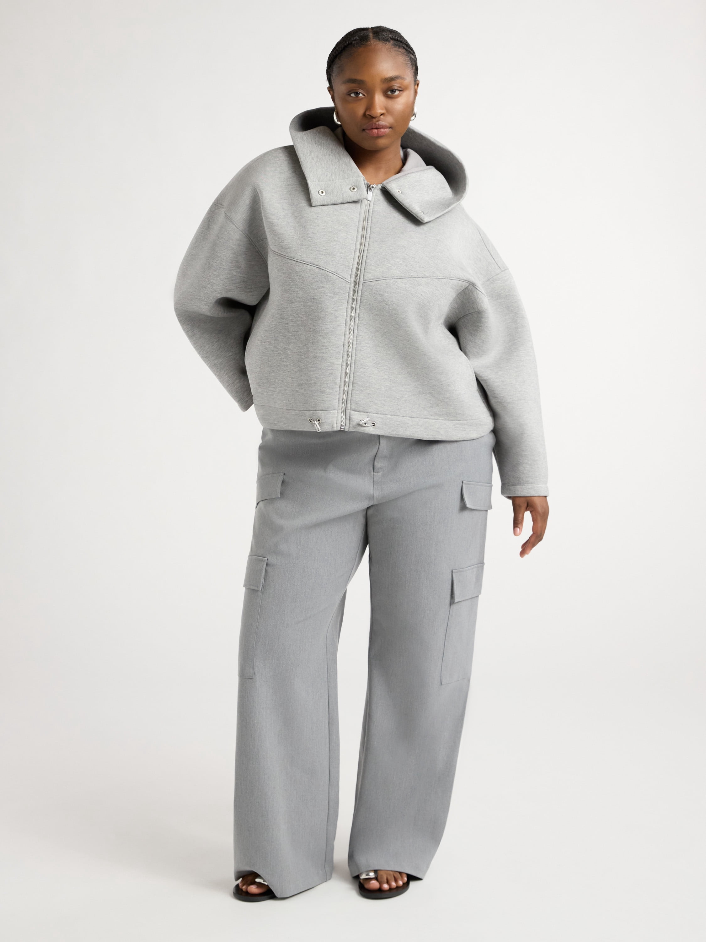 Scoop Women’s and Women's Plus Scuba Knit Hooded Jacket, Sizes XS-4X