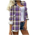 thumbnail image 2 of jobturf Button Down Shirts for Women Dressy Casual Collared Plaid Blouses Comfy Loose Basic Tees Fall Spring Fashion Long Sleeve Tops, 2 of 6