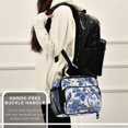 thumbnail image 6 of Insulated Lunch Bag 6L Leak-Proof Lunch Box with Shoulder Strap Multiple Pockets Lunch Tote Blue Flowers and Birds, 6 of 9