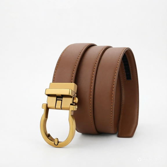 Women's Leather Belt, Automatic Buckle, Fashion Simple No-hole Versatile Waistband for Jeans Pants, Minimalist Unisex Style