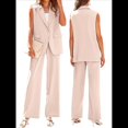thumbnail image 3 of Conjuntos de 2 Piezas para Mujer: Chaleco Sin Mangas y Pantalón , Conjunto de Blazer Informal de Negocios. Caqui M, 3 of 6