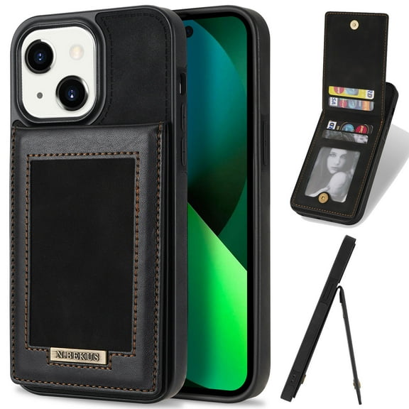 Case for Apple iPhone 14 Plus, Premium PU Leather with Credit Card Holder Wallet Cover Stand RFID Blocking Cell Accessories for iPhone 14 Plus 6.7 inch Cases for Men Women,Black