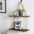 thumbnail image 4 of Wall Hanging Shelves Boho Decor Wood Window Shelf 2 Tier Rustic Storage Rack Home Decor Plants Photos Decorations Display for Living Room Bathroom Bedroom Kitchen Apartment Office,Brown, 4 of 5