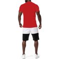 thumbnail image 4 of Ramiter Mens Loungewear Sets Men's 2 Piece Outfits Short Sleeve Shirt and Drawstring Shorts Set Red,M, 4 of 8