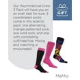 thumbnail image 7 of MeMoi Men's 3 Pair Pack Asymmetrical Cotton Blend Crew Socks - Mens - Male, 10-13, Black-Fushia, 7 of 7
