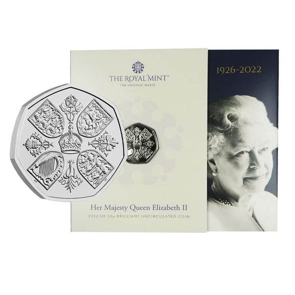 2022 U.K. 50p 8g CuNi Her Majesty Queen Elizabeth II Memorial Brilliant Uncirculated
