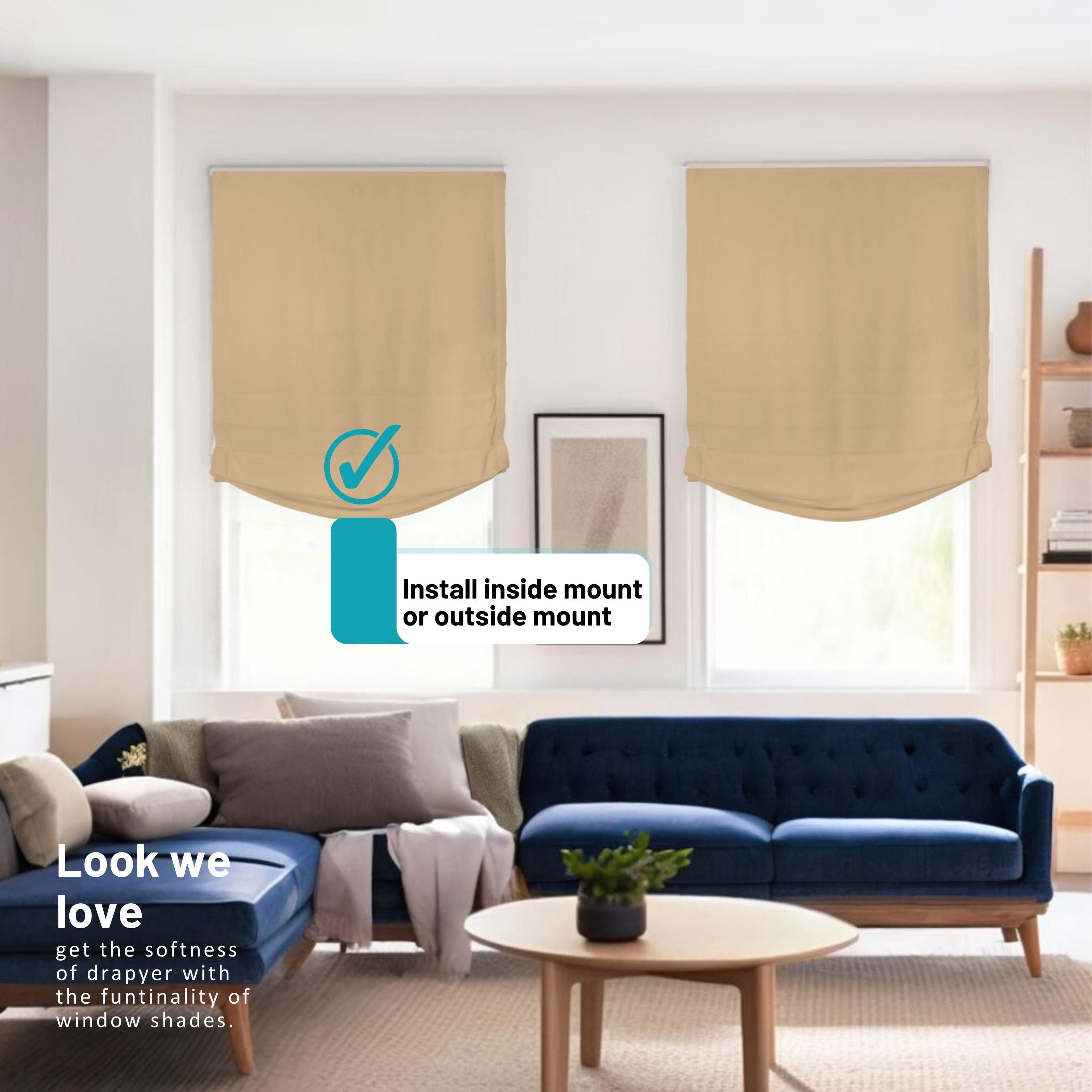 Chicology Cordless Roman Shades, Khaki (Relaxed), 35"W X 64"H