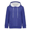 thumbnail image 3 of Women's Polka Dot Print Drawstring Hooded Sweatshirt with Pocket, Soft Breathable Long Sleeve Casual Pullover for Spring Autumn Streetwear, Beach Vacations and Daily Fashion Blue L, 3 of 8