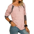 thumbnail image 2 of Innerwin T Shirt Long Sleeve Ladies T-shirt Work Striped Stitched Tee Pink S, 2 of 6